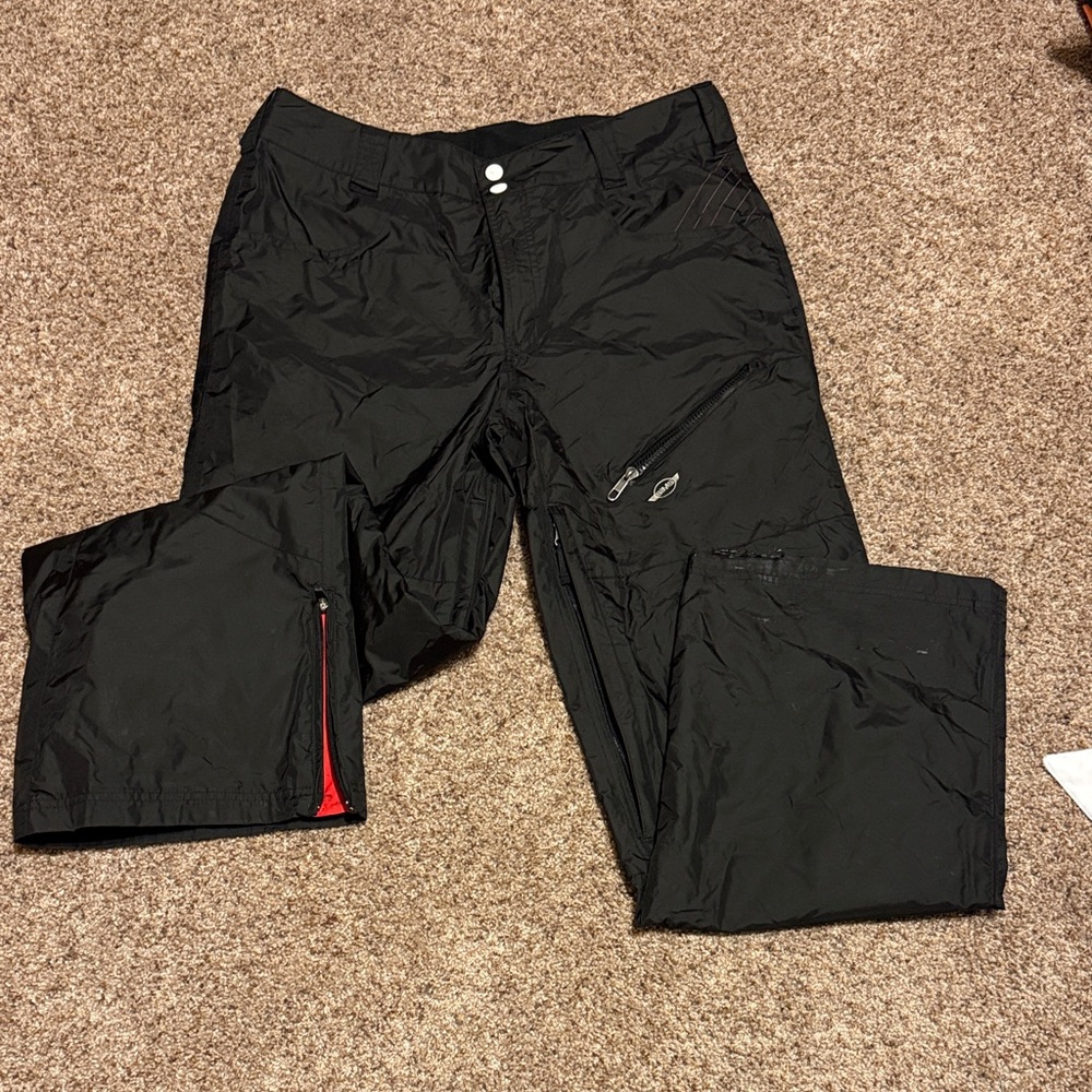 Men's Black ski Pants with Red Accents